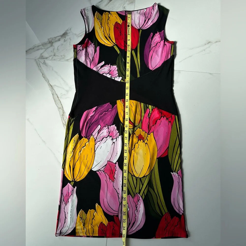 EVA VARRO Slim Waist, Sleeveless Dress Silhouette, Tulip print, EUC, Sz.S - Picture 8 of 10